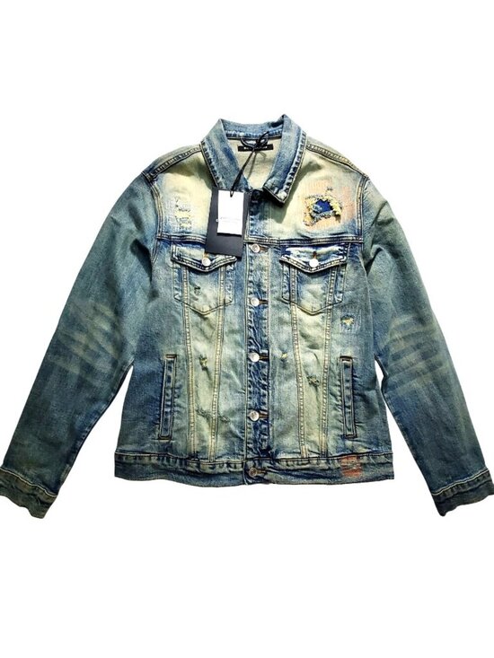 Embellish Other - Embellish Mens Distressed Denim Jacket Size Large Blue Style EMBF121-200 NWT